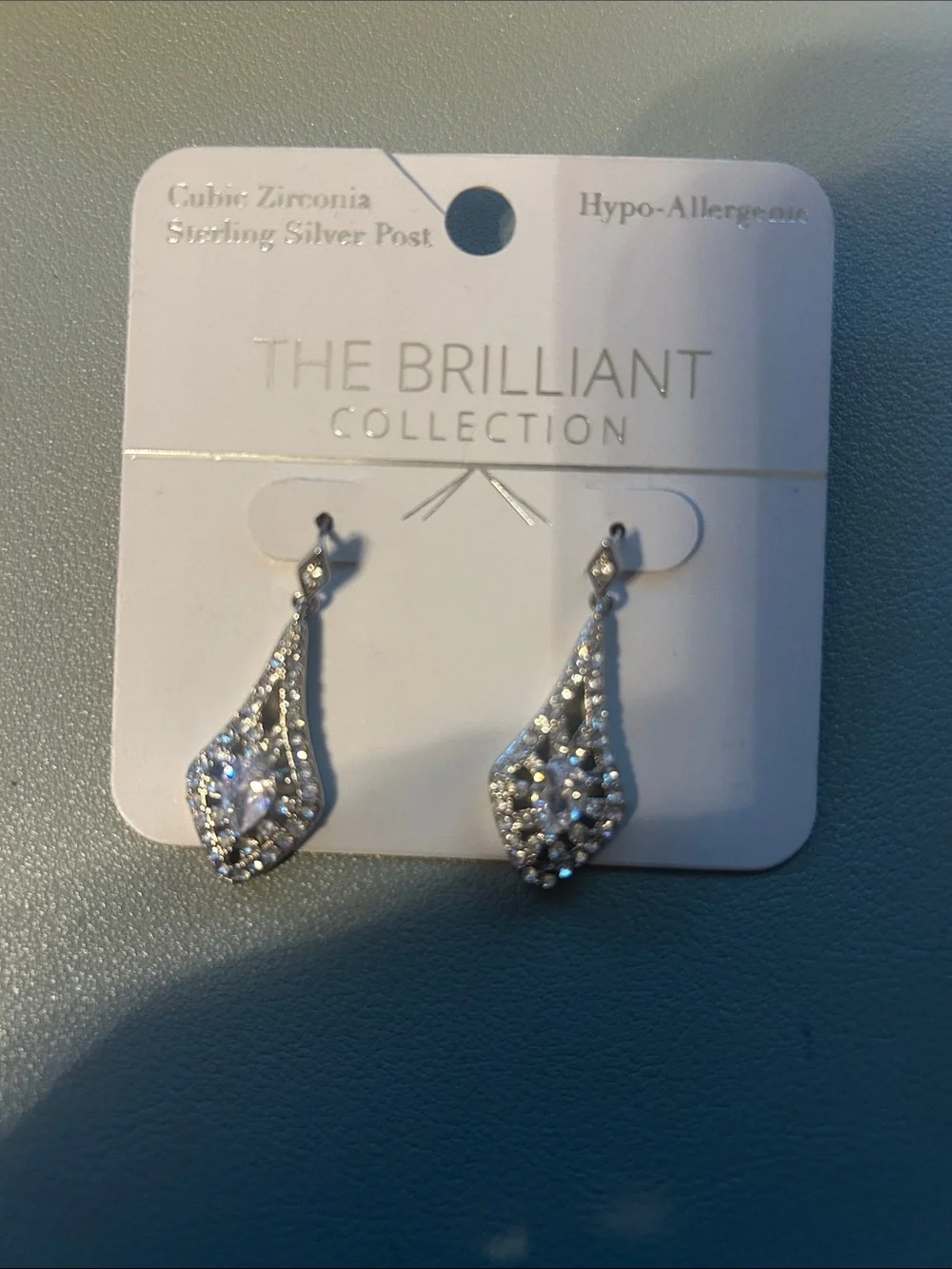 The Brilliant Collection Silver-Tone Cubic Zirconia Teardrop Earrings - White
